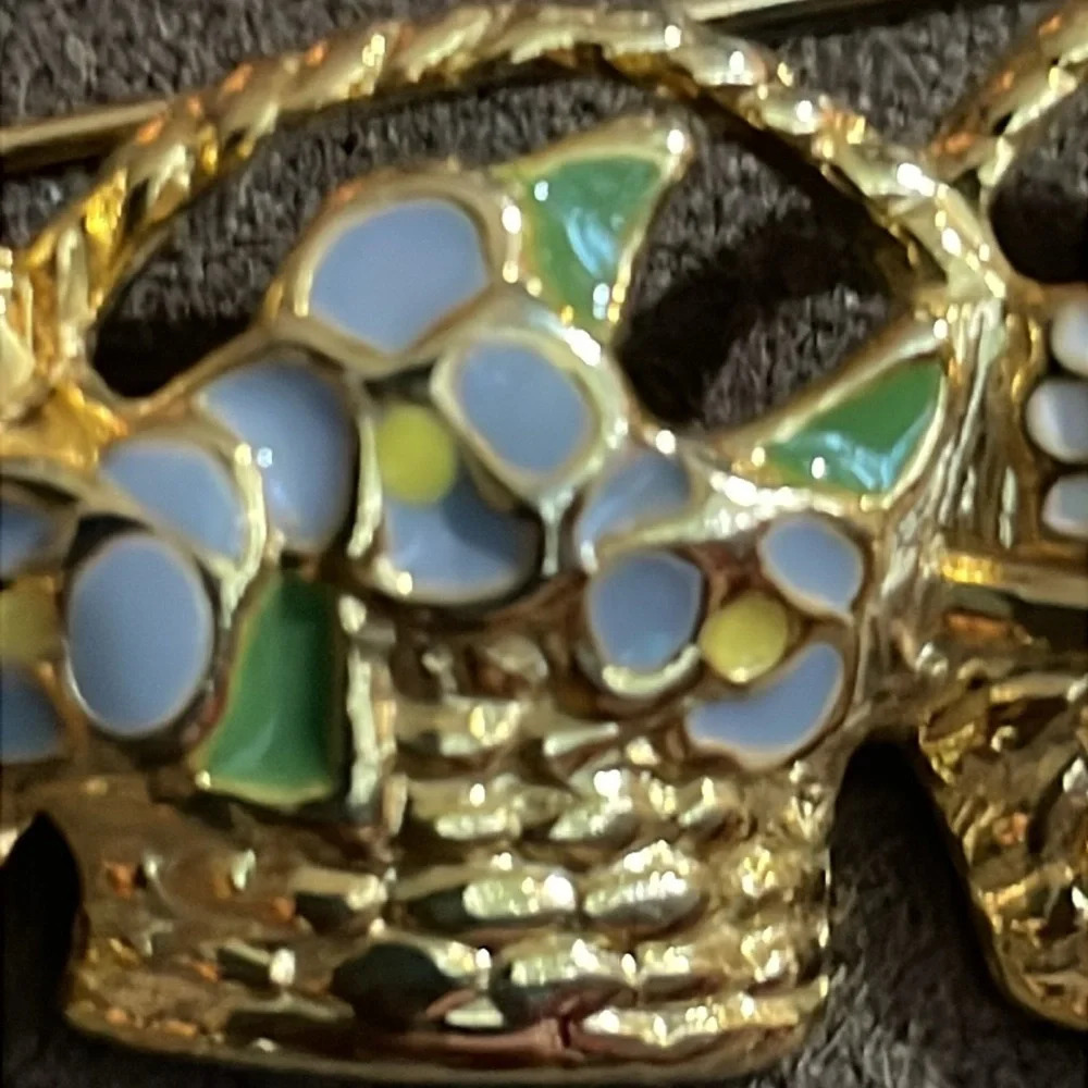 Vintage SFJ enamel basket with flowers brooch - Picture 4 of 6